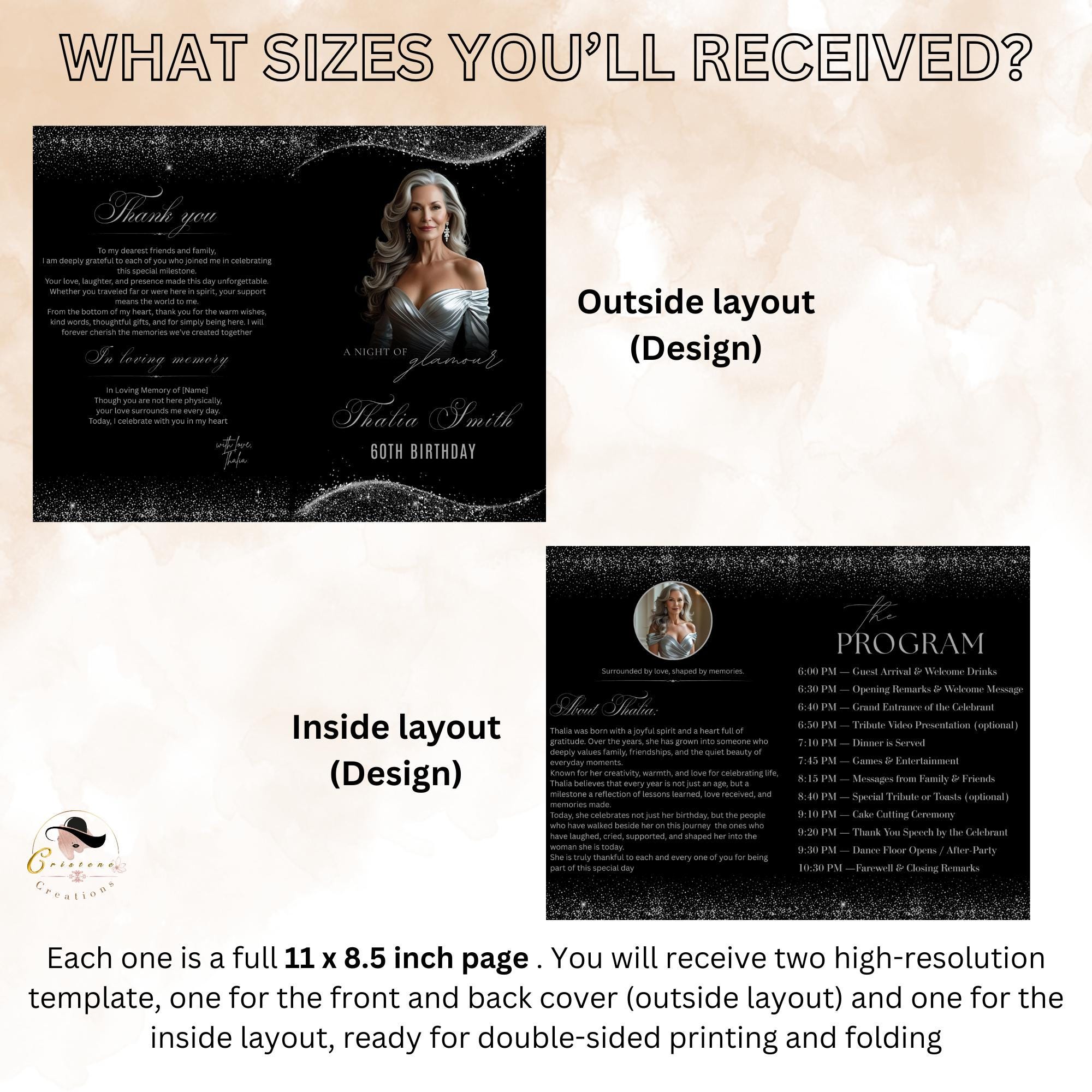 Black Event Programme Black Silver Program Template With Photo, Bifold Event Program ...