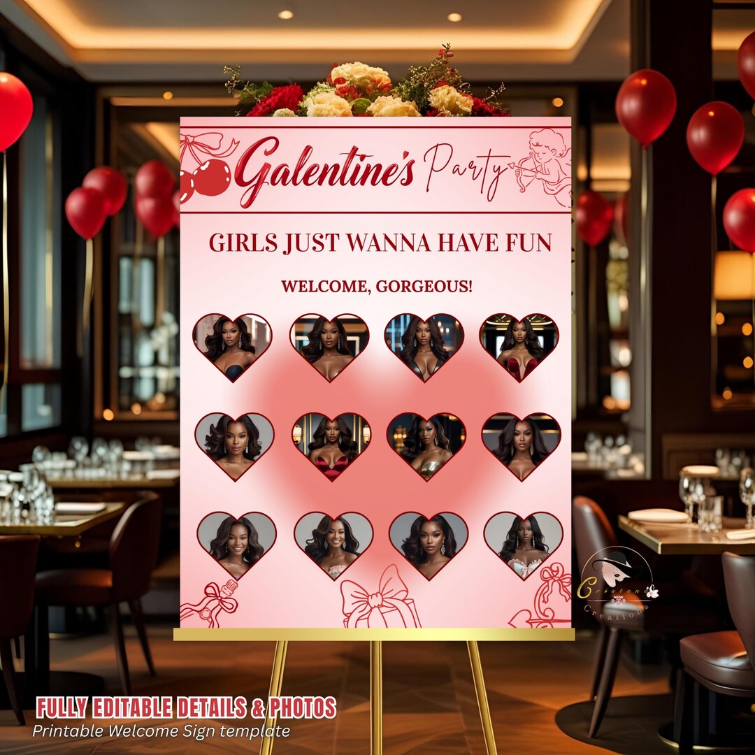 Galentines Party Welcome Sign With Photo, Girls Night Out Sign, Elegant ...