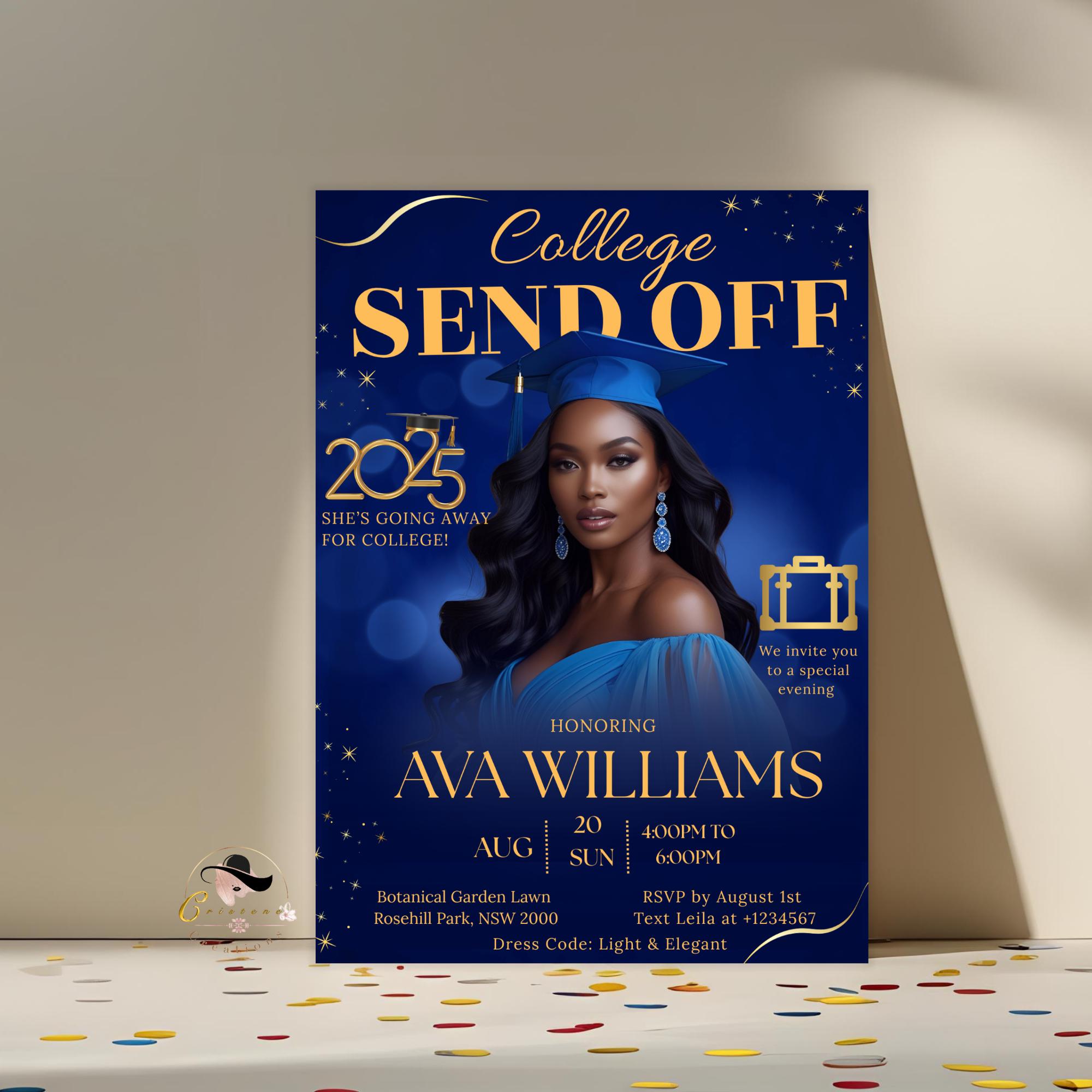 Off to College Invitation With Photo, Trunk Party Send off Invite for ...