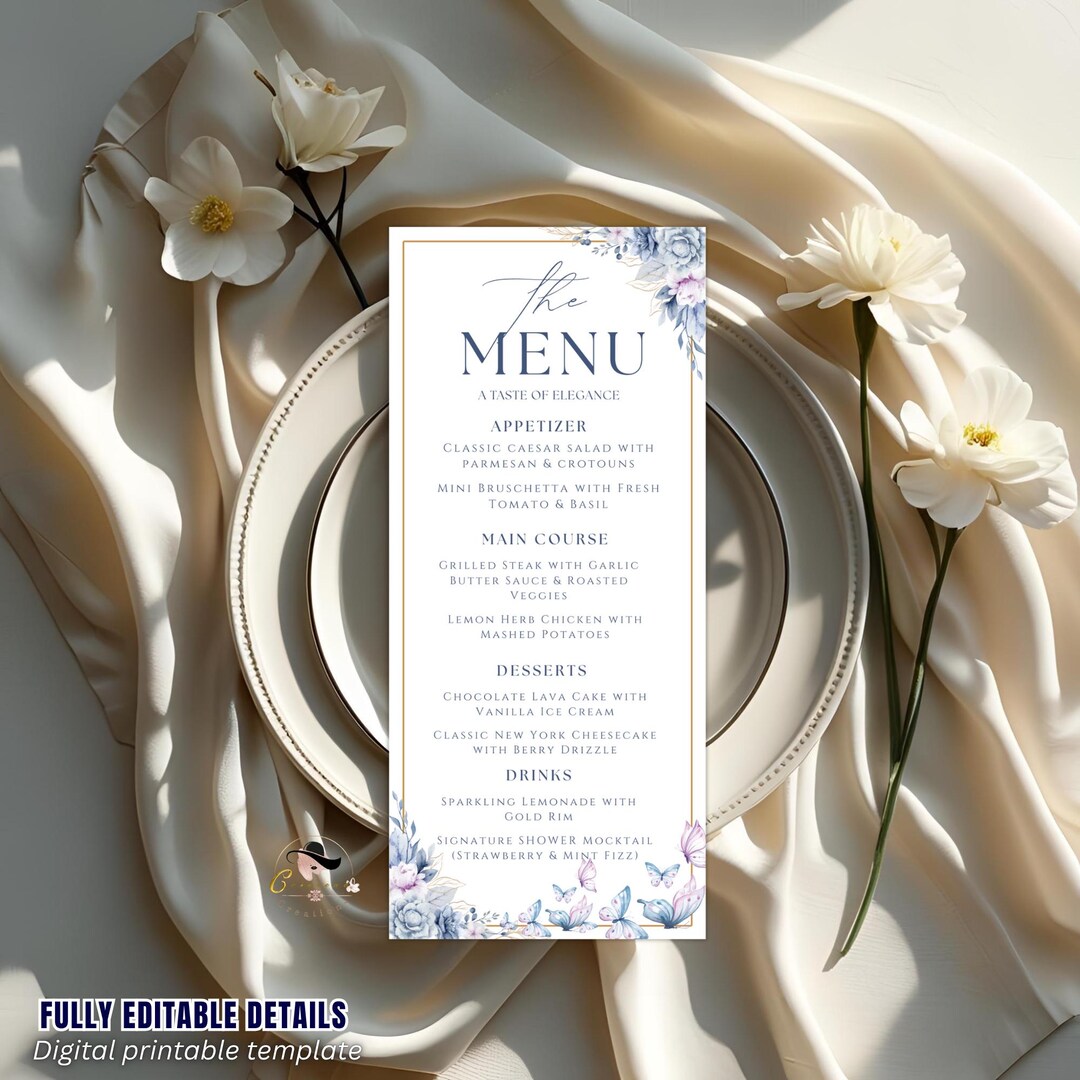 Floral Birthday Menu Template, Elegant Party Menu (digital Download) - Etsy