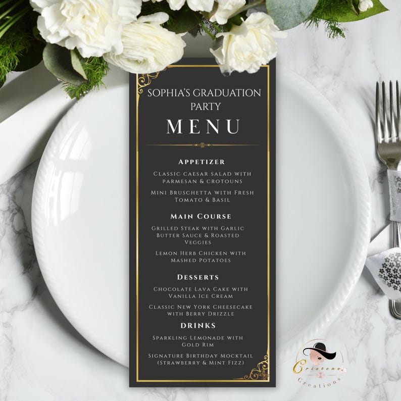 Graduation Puple Menu Card Graduation Menu and Program Template With Photo, Grad Party Menu Card ...