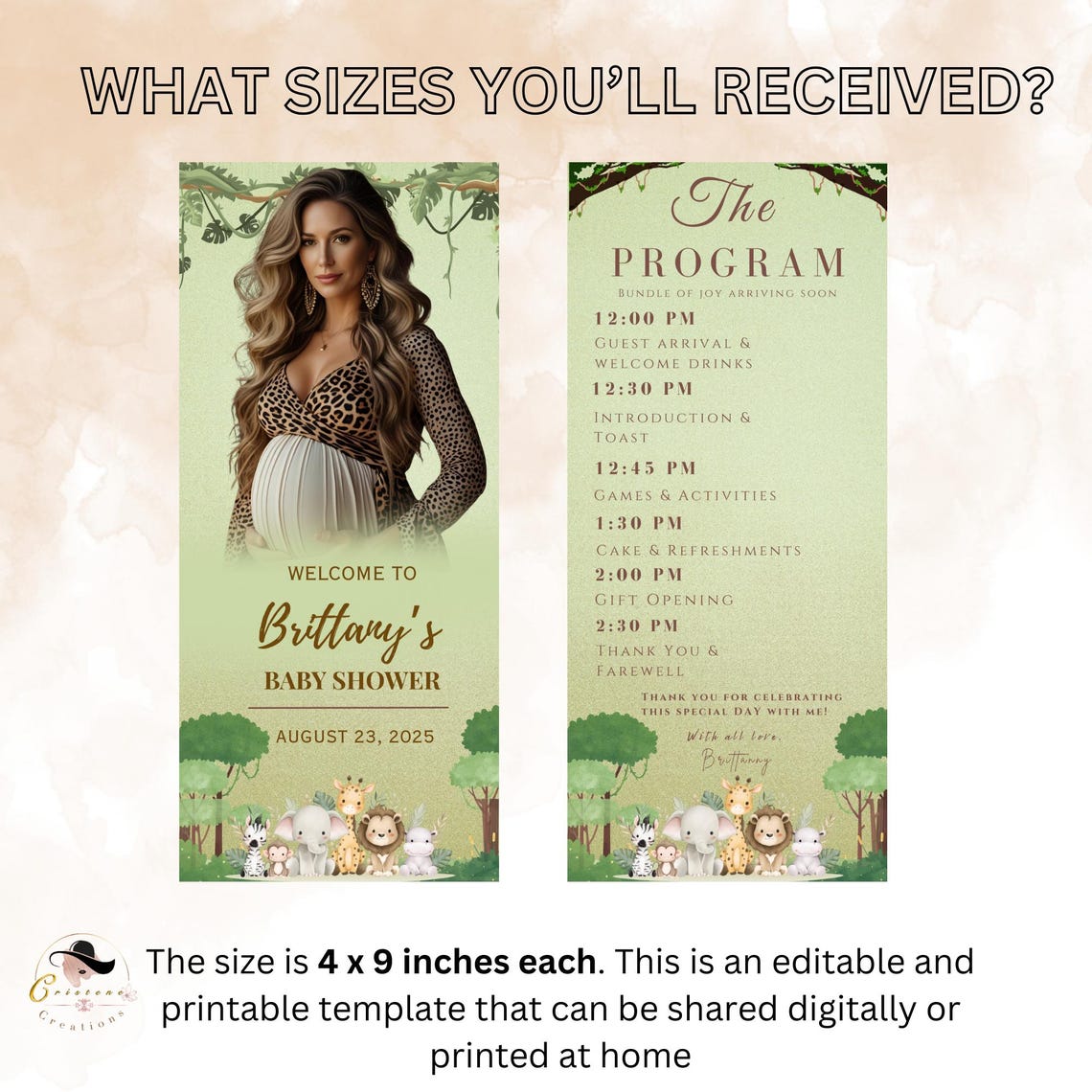 Safari Baby Shower Program Template Jungle Theme Itinerary Card ...