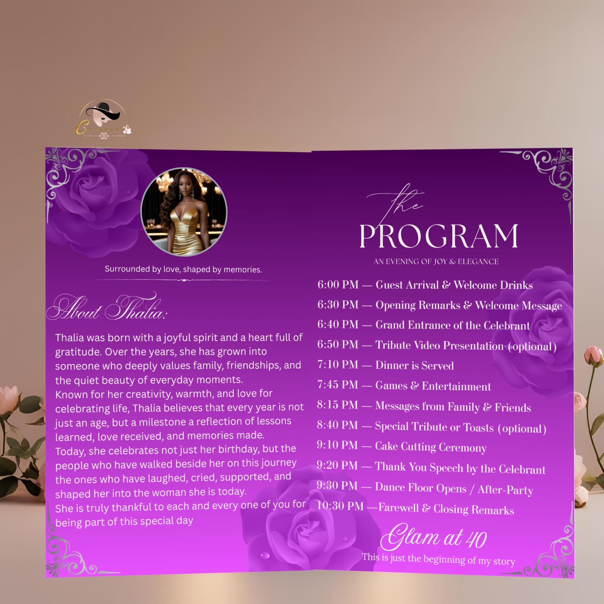 Birthday Program Template With Photo, Bifold Event Program, Retirement ...