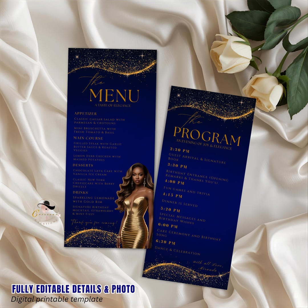 Menu and Program Template With Photo, Birthday Menu Card, Order of ...
