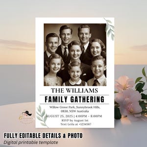 Family Reunion invitation with photo Family gathering Digital invite Family BBQ cookout flyer Annual Reunion Party card Printable template