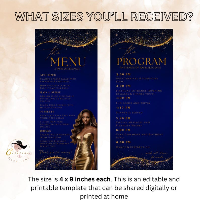 Menu and Program Template With Photo, Birthday Menu Card, Order of ...
