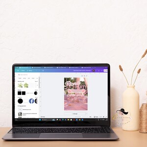 This listing photo shows how the design appears on your laptop for editing in a Canva account (free or pro). Please refer to the listing photo instructions for further details.