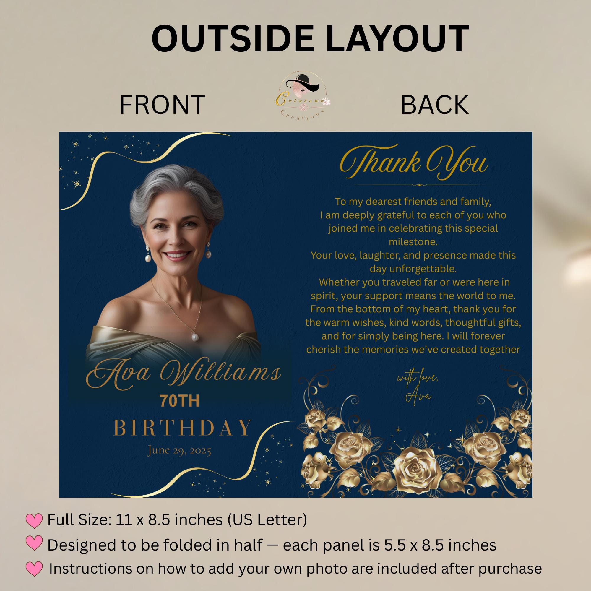 Editable Program Template Bifold 70th Birthday Party Program Card ...