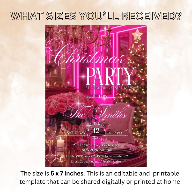 This listing photo shows the sizes you will receive: 5 x 7 inches for printing and  for mobile or desktop sharing on social media
