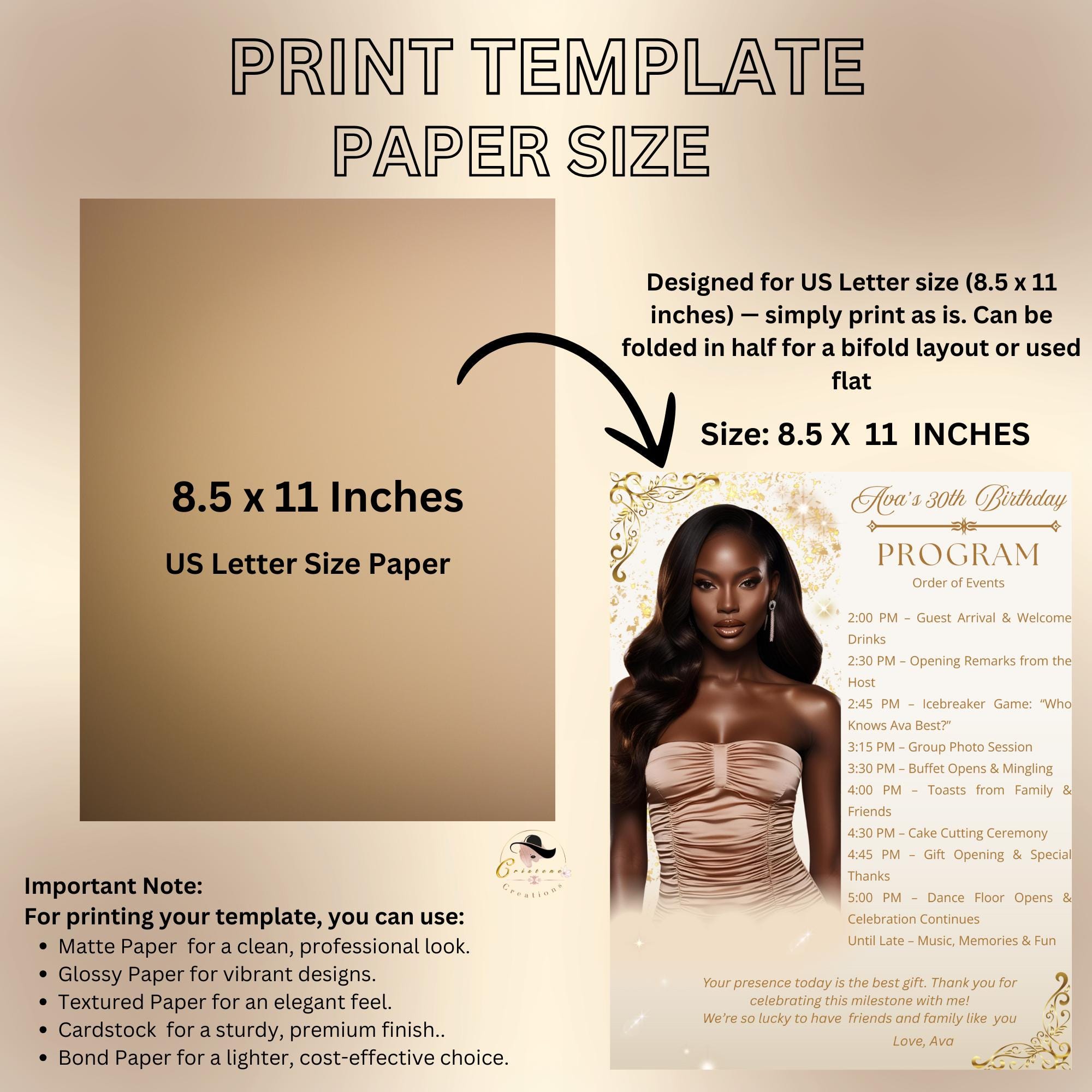Birthday Party Program Template Bifold Event Programme, Elegant ...