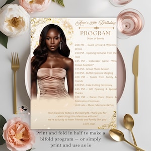 Birthday Party Program Template Bifold Event Programme, Elegant ...