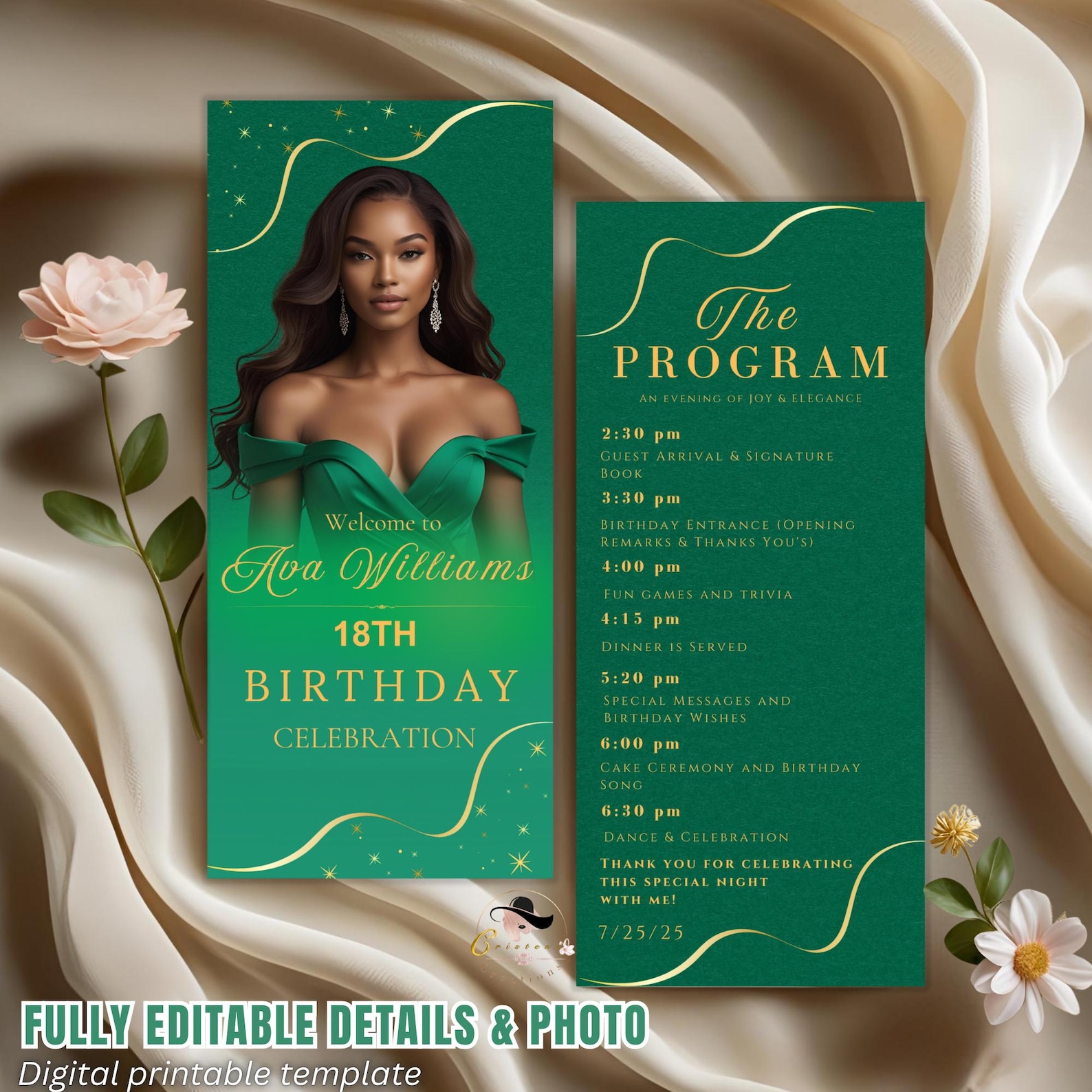 Editable Birthday Program Template Green, Retirement Program Party ...