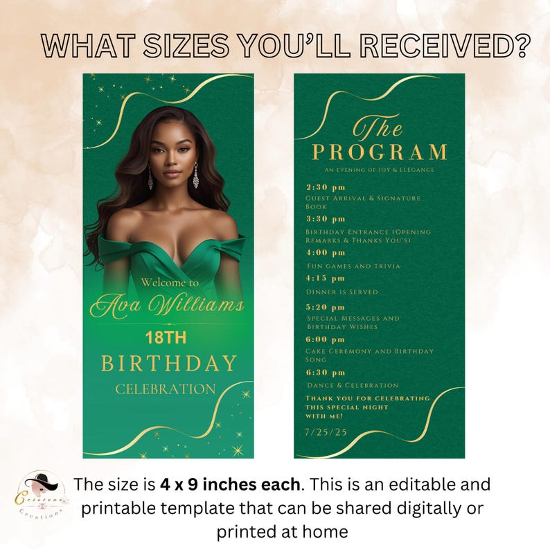 Editable Birthday Program Template Green, Retirement Program Party ...