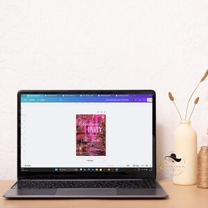 This listing photo shows how the design appears on your laptop for editing in a Canva account (free or pro). Please refer to the listing photo instructions for further details.