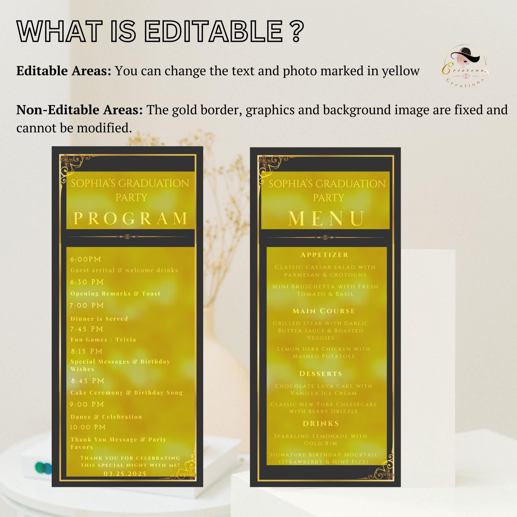 Graduation Menu and Program Template With Photo, Grad Party Menu Card ...