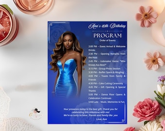 Blue Silver Event Program Template, Timeline Schedule (Digital Download)
