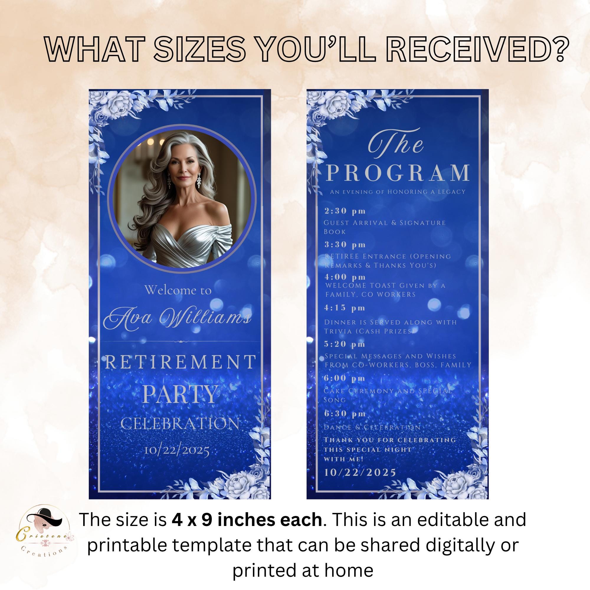 Retirement Party Program Sample Programs Script Retirement Program Template Blue Silver Program Card Printable Order of ...
