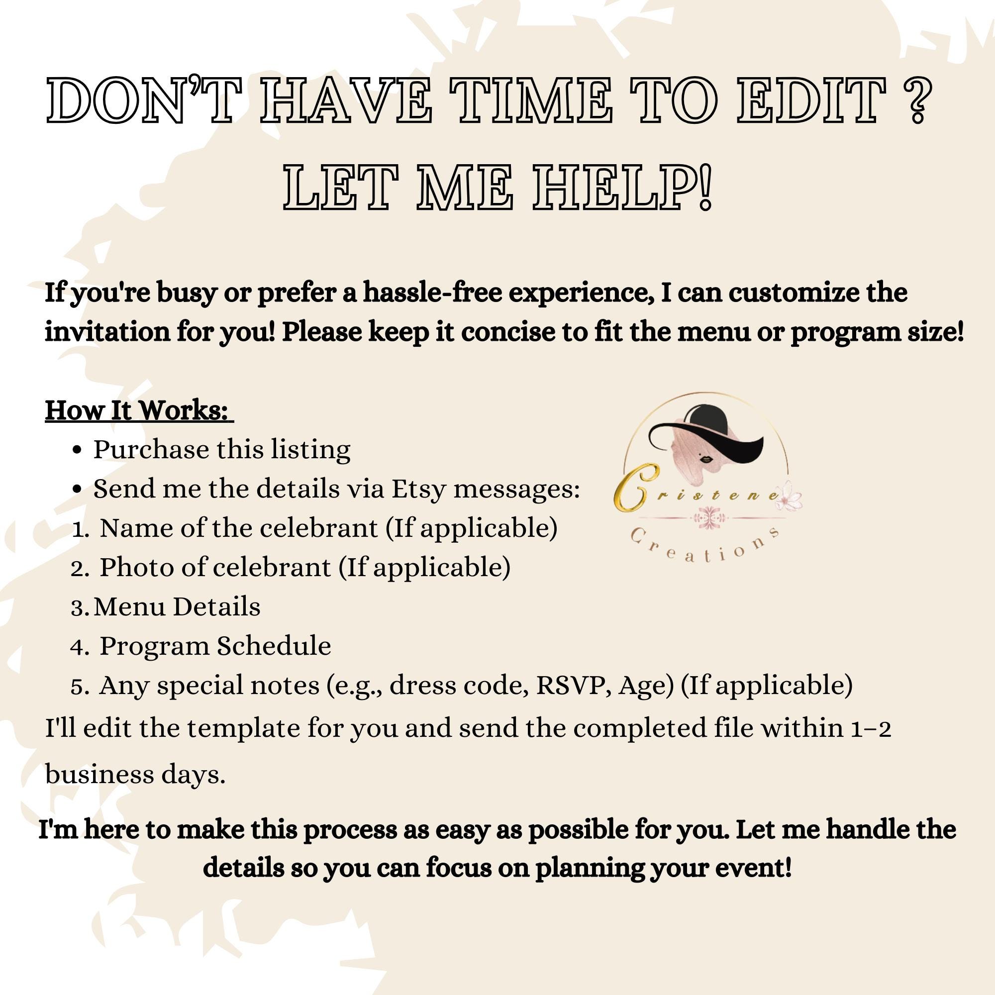 Editable Menu and Program Template, Birthday Dinner Menu Cards ...
