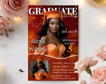 Graduation Invitation with Photo, Class of 2026 Grad Party Invite for Him and Her, High School College, Editable Canva Printable Template