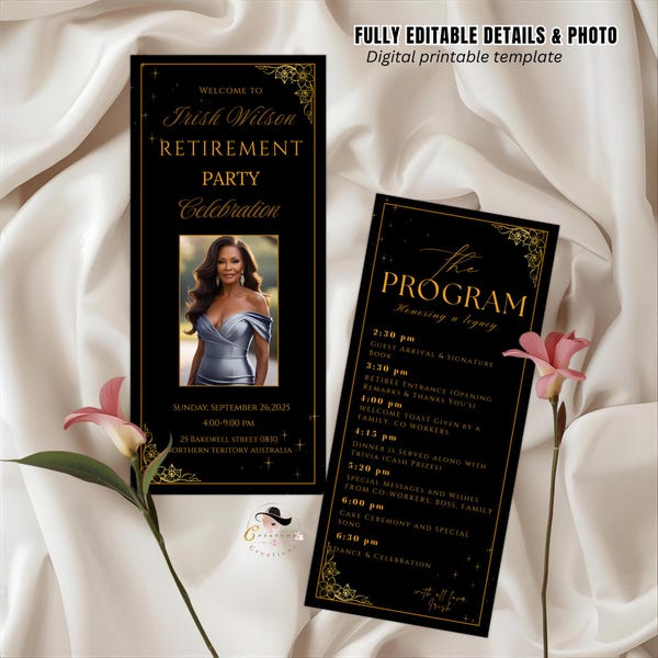 Retirement Party Program Sample Programs Script Retirement Party Program Templates - Etsy