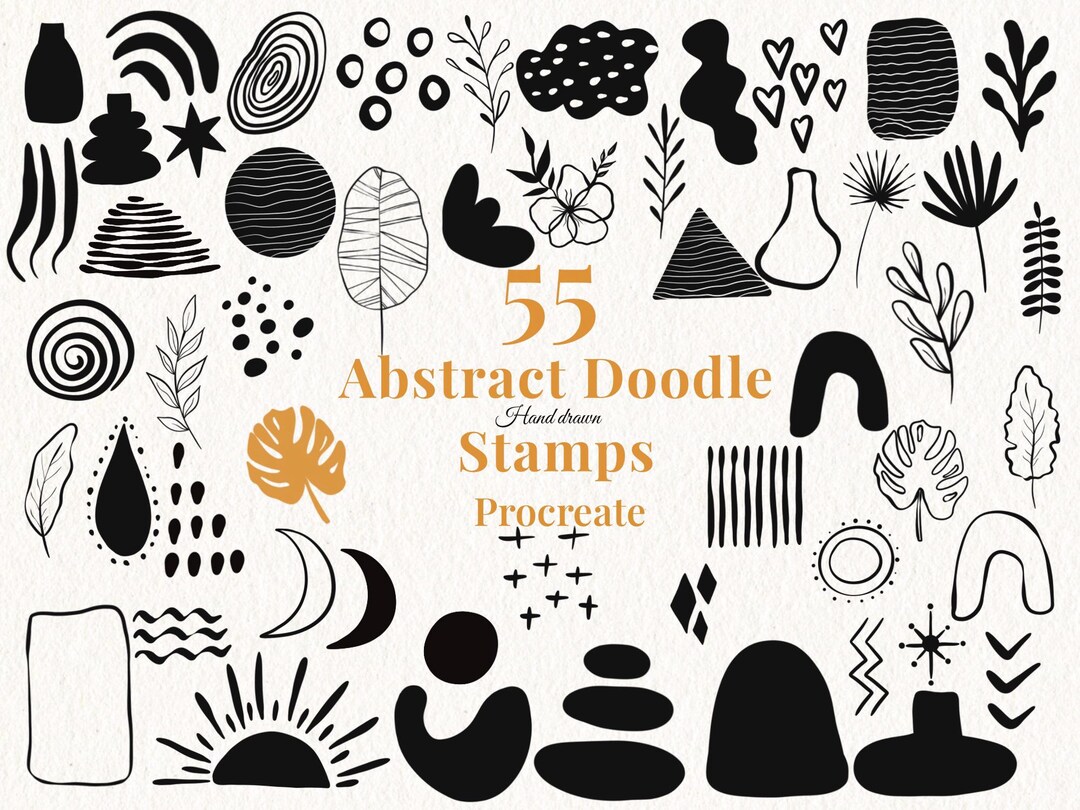 55 Abstract Doodle Procreate Stamps, Abstract Art Procreate Stamps ...
