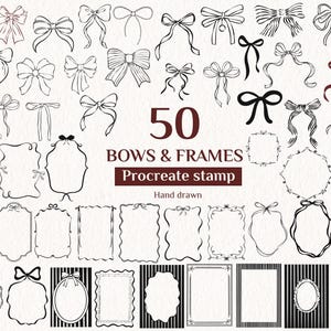 50 Frames en Strikken Procreate Stempels, Handgetekende Procreate Stempelpenselen, Procreate Penselen, Frames, Strikken, Digitale Download