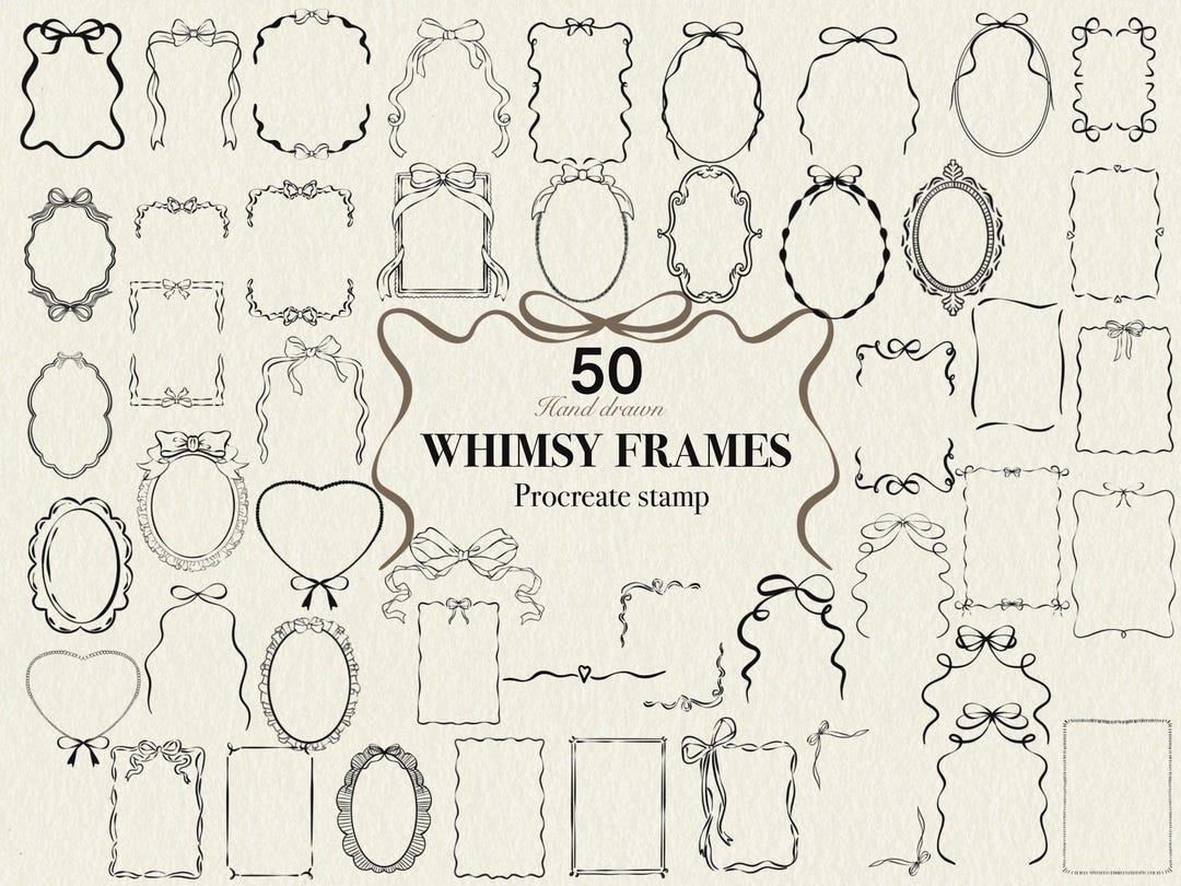50 Whimsy Frames Procreate Stamps, Hand Drawn Procreate Stamp Brushes ...