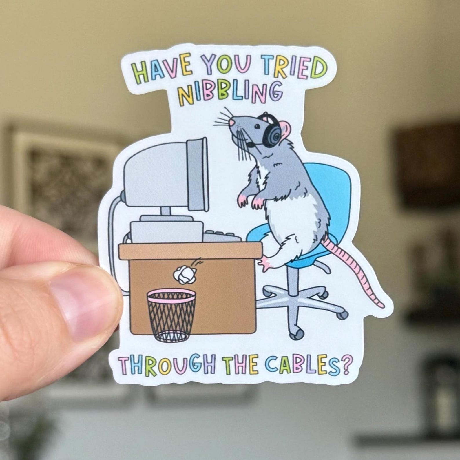 Tech Support Rat Sticker | Help, Office, Corporate Baddie, Work, Snarky, Funny, IT Dept | Gift Kindle, Planner, E-reader, Laptop, Kobo, iPad