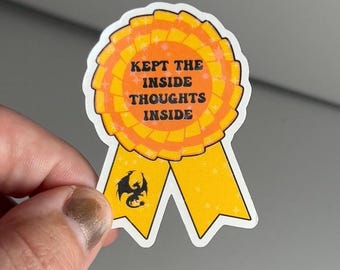 Kept The Inside Thoughts Inside Award Ridoc, Quest Squad Sticker, Onyx Storm, Fourth Wing, Bookish, Booktok, Book Lover, Laptop