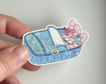 Tin of Bookworms Reading Sticker, Bookish, Booktok, Book Lover, Laptop