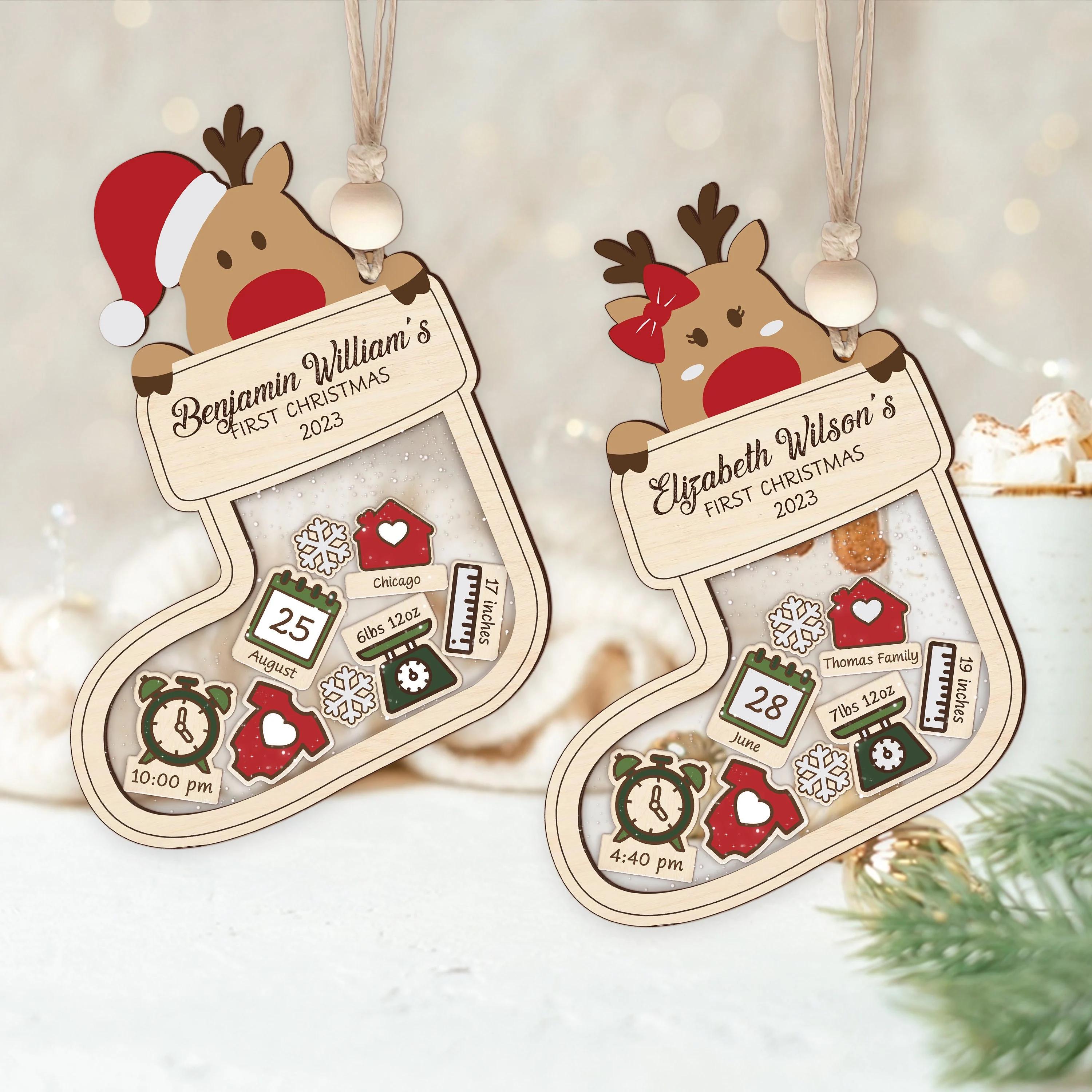 Reindeer Baby's First Christmas Ornament 2025, Personalized Baby 1st Christmas Gift, Custom Baby Gifts, Shake Babies Ornament, Custom Gifts