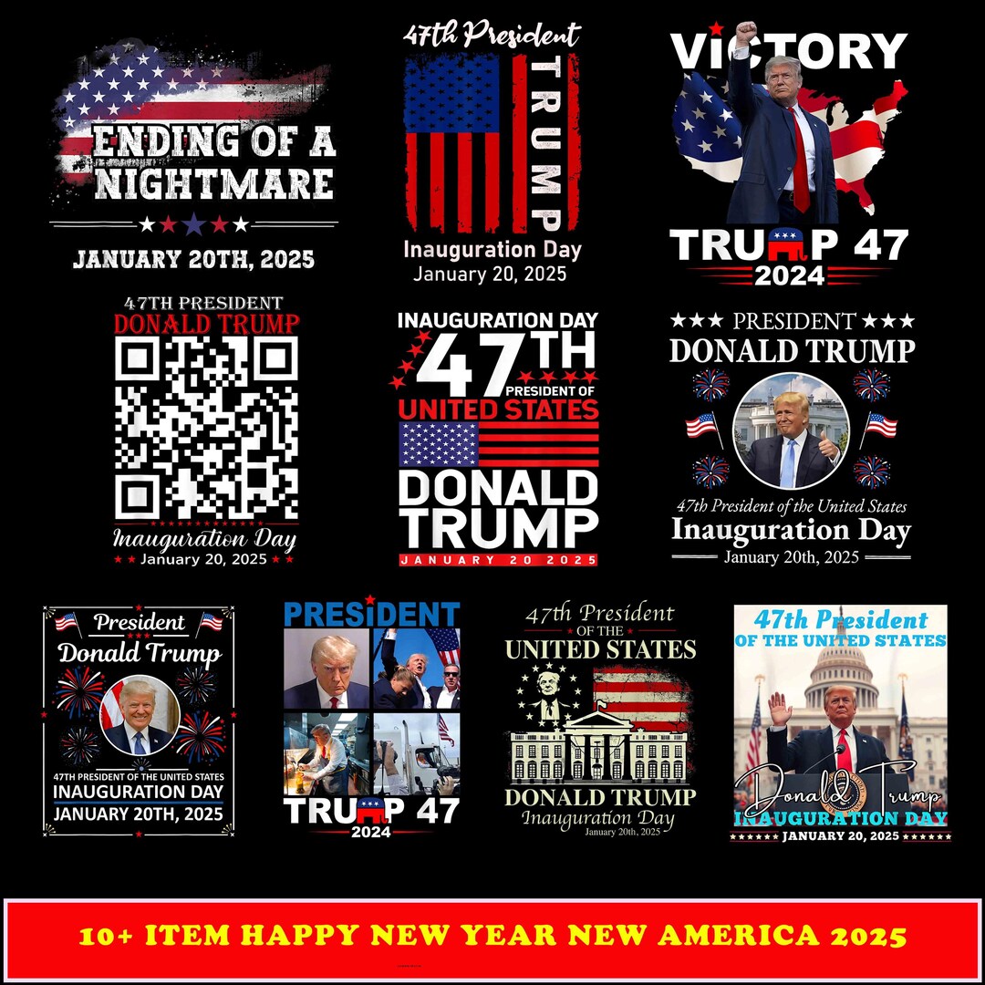 10donald Trump Inauguration Day 2025 PNG Bundle, 47th US President