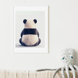 Realistic Panda Bear Digital Print – Cute Animal Wall Art in Back Pose – Nursery Decor, Wildlife Art for Kids’ Room