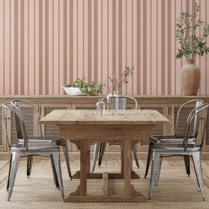 Earthy Stripe Wallpaper, Vertical Neutral Beige & Brown Stripes, Classic Peel and Stick or Traditional Wallpaper