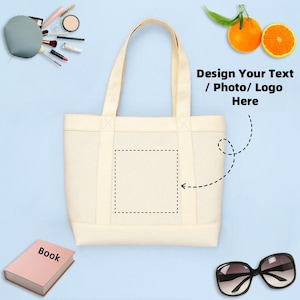 Personalisierte Canvas-Tragetasche, Einkaufstasche mit individuellem Text/Logo/Foto, Schultertasche, Geschenkidee für Freundinnen