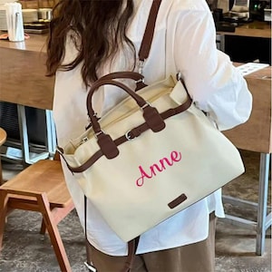 Sac fourre-tout personnalisé brodé avec nom, sac à dos convertible pour femme avec fermeture à glissière, sac fourre-tout à bandoulière 4-en-1 pour cadeaux