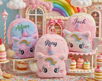 Unicorn Personalized Embroidered Kids Backpack, Personalized 