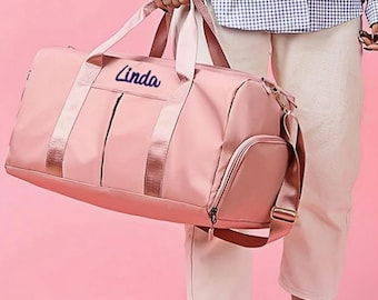 Personalized Gifts Embroidered Duffel Bag for Gym,Travel Water Resistant Pockets & Shoe Compartment Perfect for Sports Groomsman