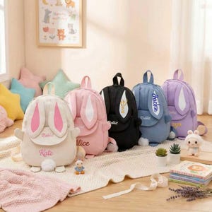 Personalized Bunny Backpack | Custom Embroidered Toddler Rucksack (Easter Gift)