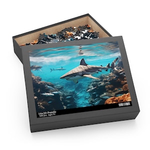 Shark Sealife Art Jigsaw Puzzle. Beautiful Art, Quality Print, Perfect Gift for Puzzle Lovers (120, 252, 500-Pieces)