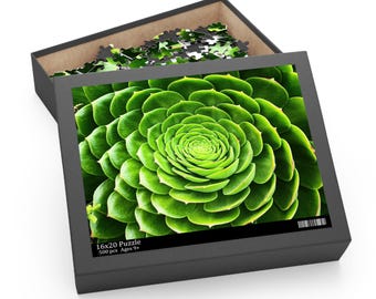 Grüne Sukkulente Pflanze Kunst Puzzle, Geschenk-Ready Box