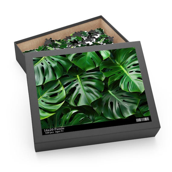 Green Tropical Monstera Plant Art Jigsaw Puzzle. Beautiful Art, Quality  Print, Perfect Gift for Puzzle Lovers (120, 252, 500-Piece)
