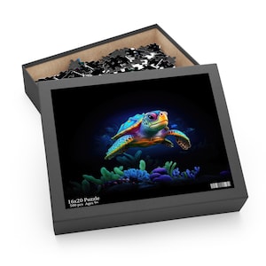 Sea Turtle Art Jigsaw Puzzle. Beautiful Art, Quality Print, Perfect Gift for Puzzle Lovers (120, 252, 500-Pieces)