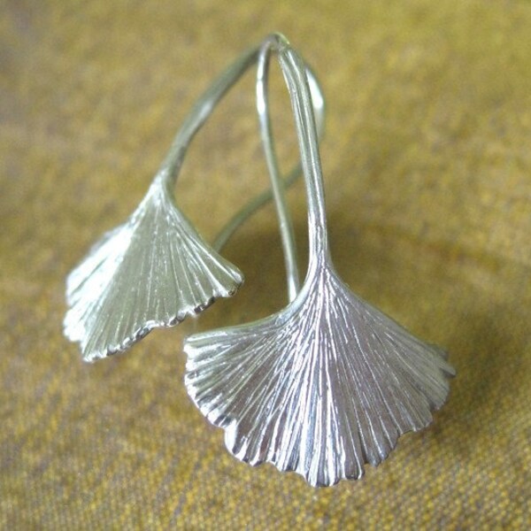 Ginkgo Leaf Earrings Sterling Artisan Silver Fine Jewelry