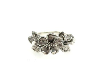 Heirloom Rose Flower Ring Handmade Sterling Silver