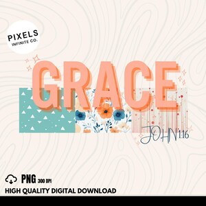 Grace Retro Design PNG, Digital Download, Sublimation Artwork, DTF Printable, Vintage Typography, Distressed Grunge Faith Design