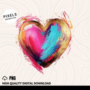 Valentine Day Heart Brushstroke png, Watercolor Valentine Heart PNG, Vibrant Love Art, Coquette Valentine Png Trendy Vday, valentine designs