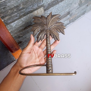1 pezzo GRANDE Porta fazzoletti in noce di cocco / Porta fazzoletti in ottone massiccio / Porta asciugamani vintage per bagno / FYBRASS