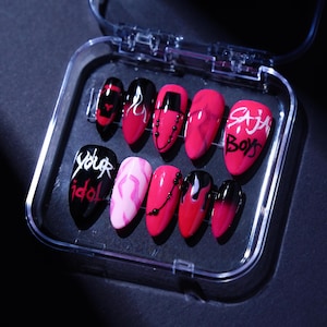 Saja Boys Press On Nails, Kpop Demon Hunters Press On Nails, Movie Art Nail Stickers