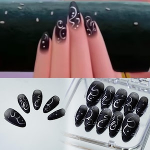 Kpop Demon Hunters Press On Nails,Rumi&#39;s nail,Huntrix Nails,Rumi Manicure Cosplay Fake Nail, Inspired By Rumi&#39;s Nail,Fan Work Nail Stickers